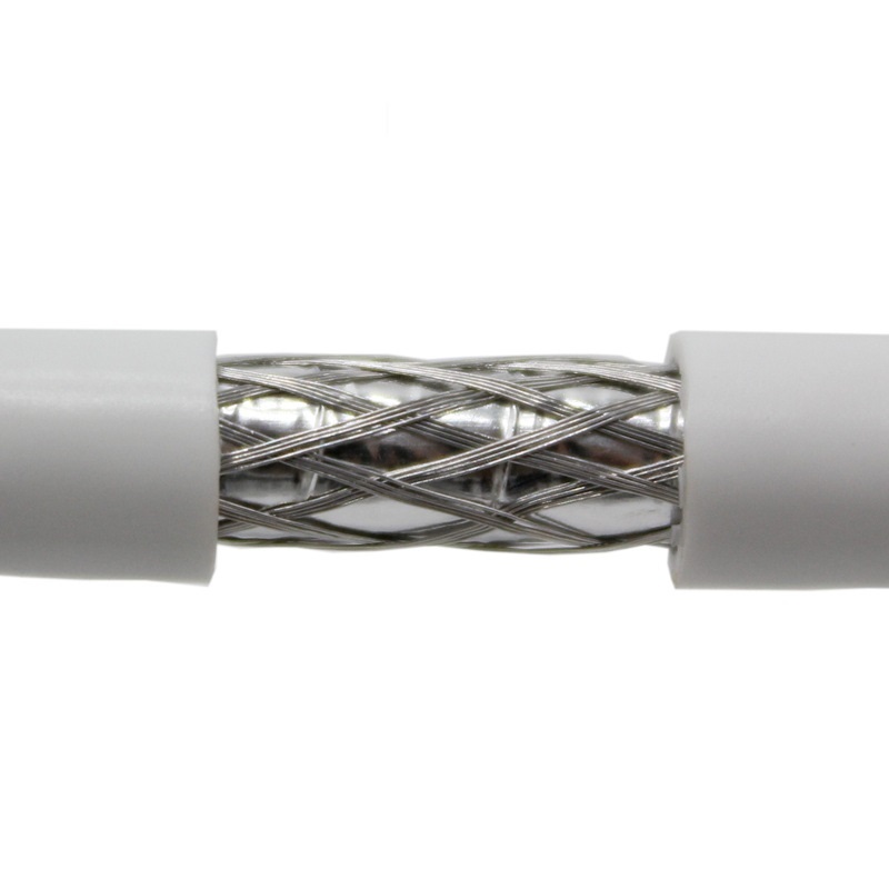 RG6 18AWG Coaxial Cable, Double Shielded, 75 OHM, White, Spool - High-Performance Cable for Satellite, Cable TV, and Broadband Applications