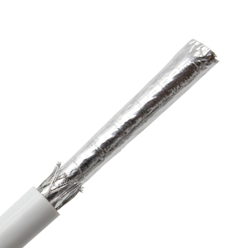 RG6 18AWG Coaxial Cable, Double Shielded, 75 OHM, White, Spool - High-Performance Cable for Satellite, Cable TV, and Broadband Applications
