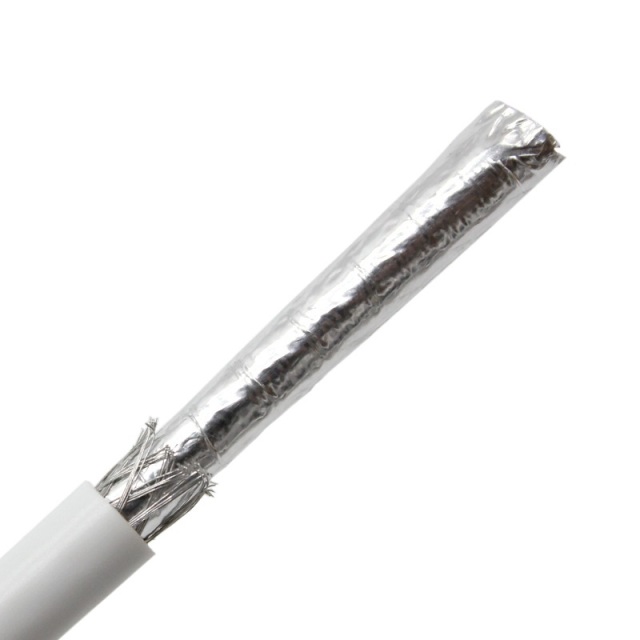 RG6 18AWG Coaxial Cable, Double Shielded, 75 OHM, White, Spool - High-Performance Cable for Satellite, Cable TV, and Broadband Applications