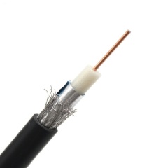 RG59 20AWG Coaxial Cable, Double Shielded, 75 OHM, Black, Spool - High-Performance Cable for CCTV, Satellite, and Broadband Applications