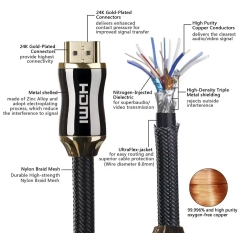 Premium Certified HDMI 2.0 Cable with Zinc Alloy Connector & Nylon Sleeve - High-Performance, Durable, and Reliable for 4K@60Hz, 1080p, HDR, and ARC Support