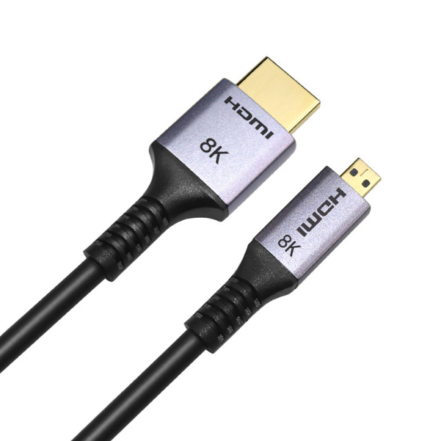 Ultra Slim Certified HDMI 2.1 Cable with Aluminum Shell HDMI to Micro HDMI (A to D) - Lightweight, Durable, and High-Performance for 8K@60Hz, 4K@120Hz, 48Gbps Bandwidth