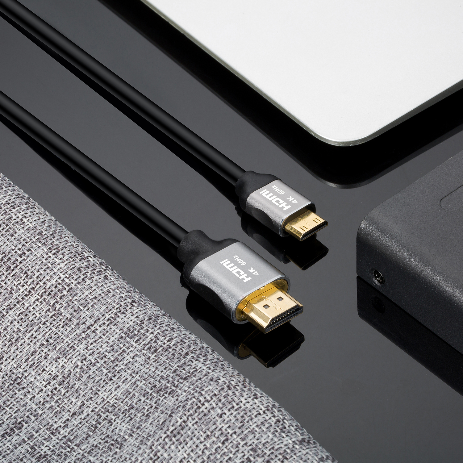 HDMI 2.0 Cable, HDMI to Mini HDMI with Aluminum Shell - Ultra HD 4K@60Hz, 18Gbps Bandwidth, Slim Design (OD4.8mm) for Cameras, Laptops, and Portable Devices