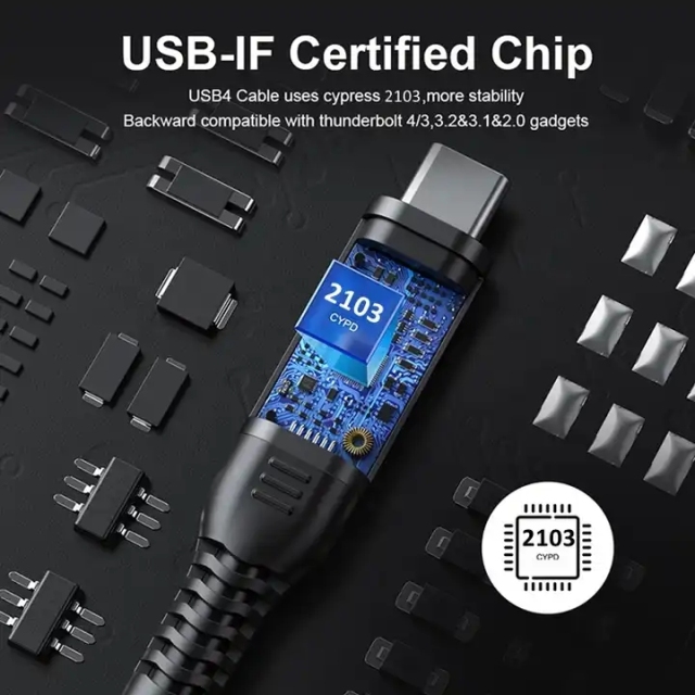 USB-IF Certified High end USB4.0 Cable – 40Gbps High-Speed Data Transfer, 240W Power Delivery, 8k @60hz video Output ,Coaxial Cable Wire, Cypress CPD2103 E-Marker for Enhanced Performance
