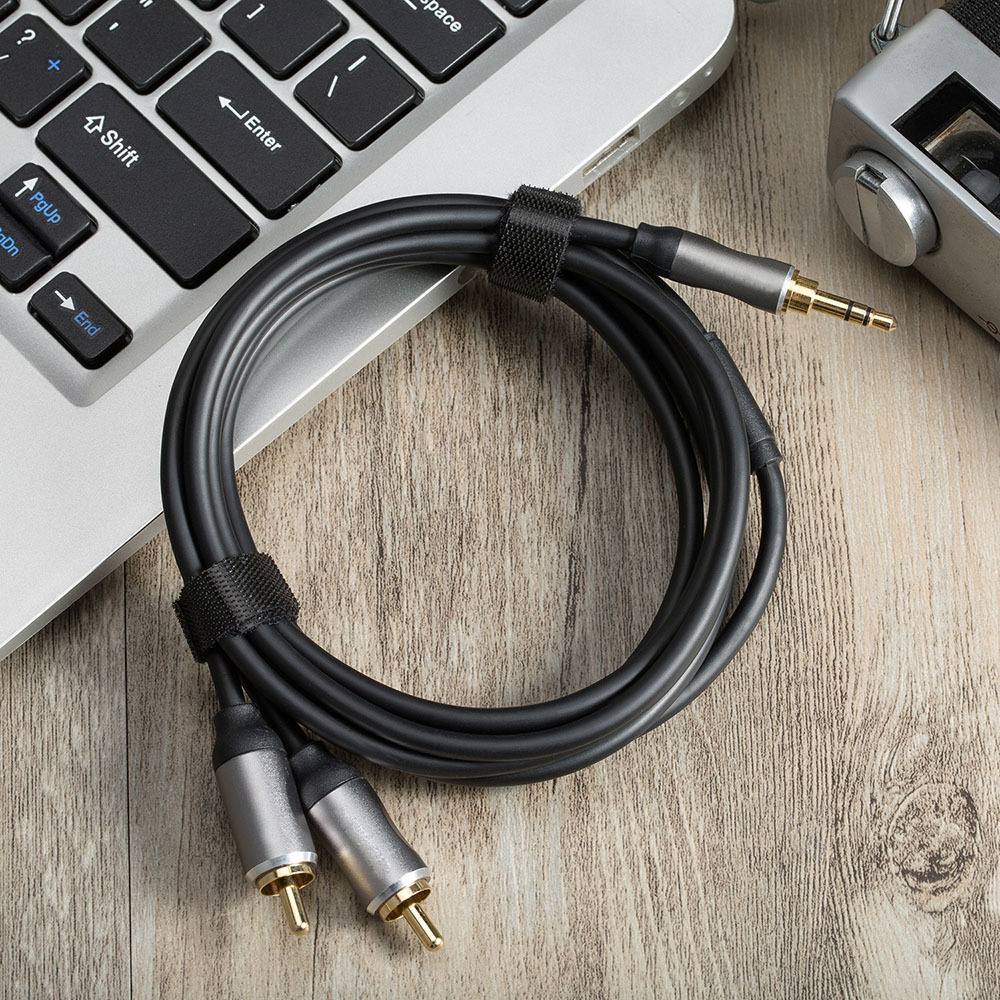 High-End 2RCA to 3.5mm Stereo Cable with Aluminum Shell - Premium Audio Cable for Home Theater, Hi-Fi Systems, and Professional Audio Setups