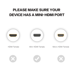 HDMI 2.0 Cable, HDMI to Mini HDMI with Aluminum Shell - Ultra HD 4K@60Hz, 18Gbps Bandwidth, Slim Design (OD4.8mm) for Cameras, Laptops, and Portable Devices