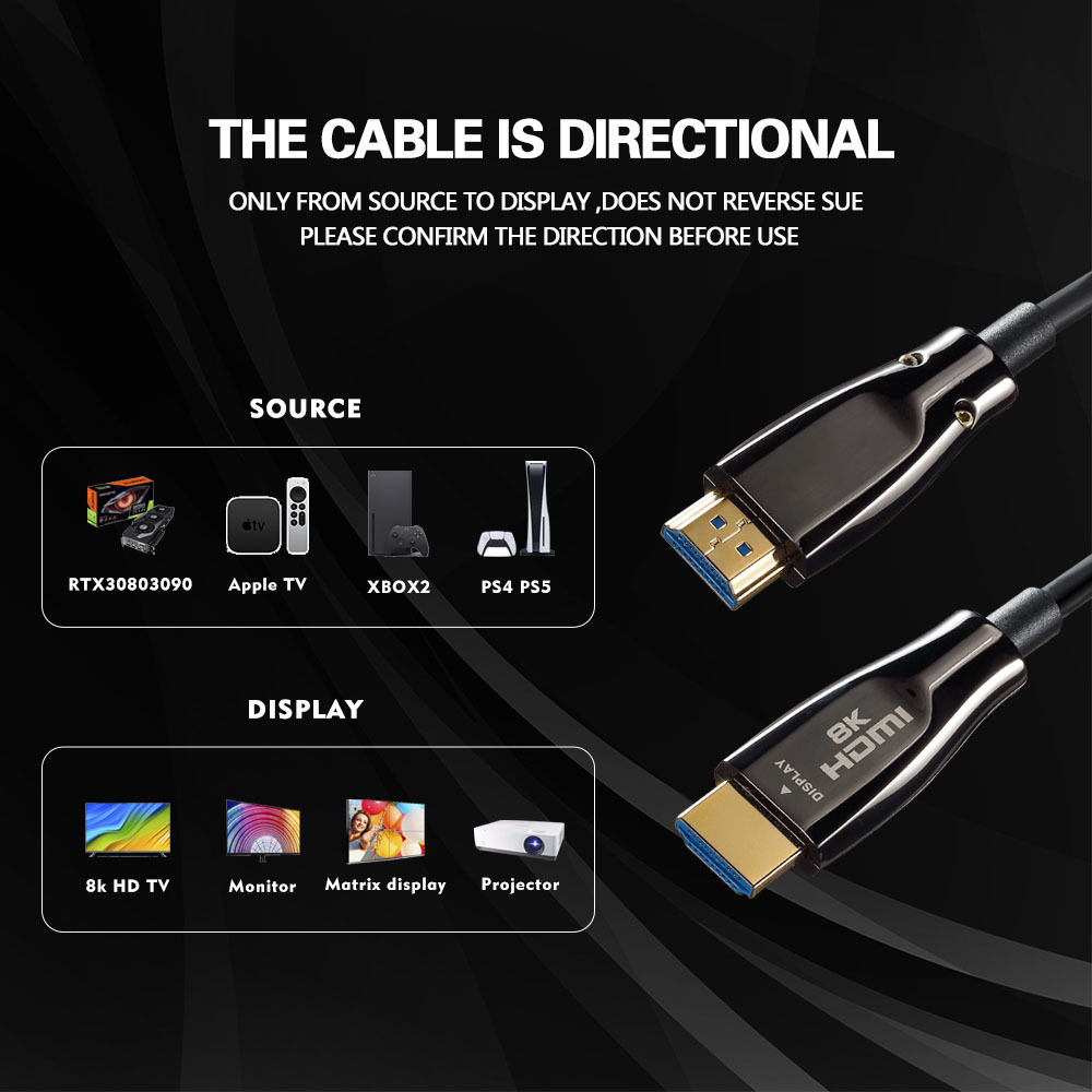 Premium Fiber Optic HDMI 2.1 Cable (AOC) for 10m-100m Long-Distance Performance, 8K@60Hz, 4K@120Hz, Ultra High-Speed for Gaming & Home Theater