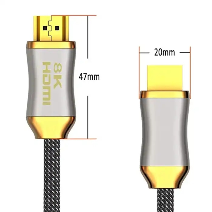 Certified HDMI 2.1 Cable with Zinc Alloy Connector & Nylon Sleeve - Ultra HD 8K@60Hz, 4K@120Hz, 48Gbps Bandwidth for Home Theater, Gaming, and Professional AV Systems