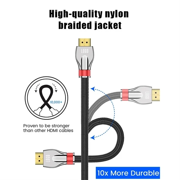 Certified HDMI 2.1 Cable with Zinc Alloy Connector & Nylon Sleeve - Ultra HD 8K@60Hz, 4K@120Hz, 48Gbps Bandwidth for Home Theater, Gaming, and Professional AV Systems