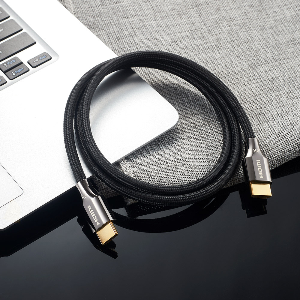 Certified HDMI 2.1 Cable with Zinc Alloy Connector & Nylon Sleeve - Ultra HD 8K@60Hz, 4K@120Hz, 48Gbps Bandwidth for Home Theater, Gaming, and Professional AV Systems