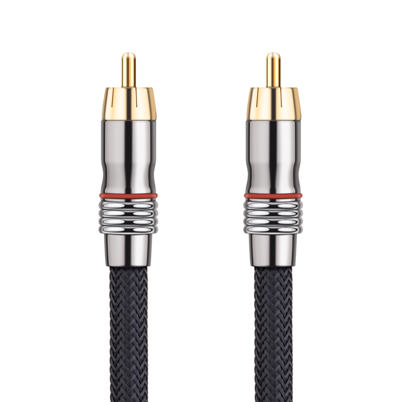 High-End RCA to RCA Subwoofer Cable with Nylon Sleeve - Premium Audio Cable for Home Theater, Hi-Fi Systems, and Professional Audio Setups