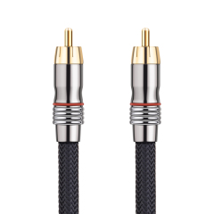 High-End RCA to RCA Subwoofer Cable with Nylon Sleeve - Premium Audio Cable for Home Theater, Hi-Fi Systems, and Professional Audio Setups