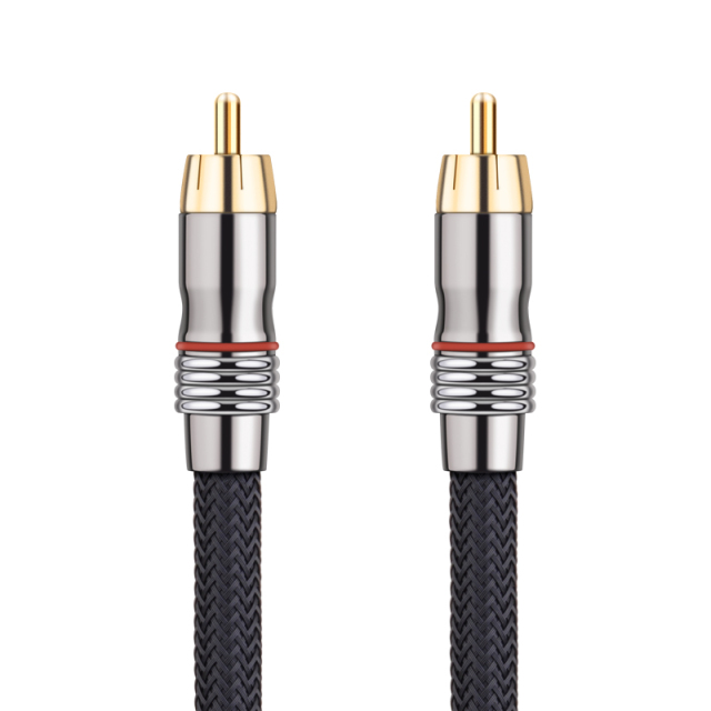 High-End RCA to RCA Subwoofer Cable with Nylon Sleeve - Premium Audio Cable for Home Theater, Hi-Fi Systems, and Professional Audio Setups