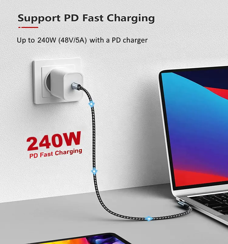 USB-IF Certified High end USB4.0 Cable with Right Angle 90 Degree Connector – 40Gbps High-Speed Data Transfer, 240W Power Delivery, 8K @60Hz Video Output, Coaxial Cable, Cypress CPD2103 E-Marker