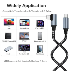 USB-IF Certified High end USB4.0 Cable with Right Angle 90 Degree Connector – 40Gbps High-Speed Data Transfer, 240W Power Delivery, 8K @60Hz Video Output, Coaxial Cable, Cypress CPD2103 E-Marker