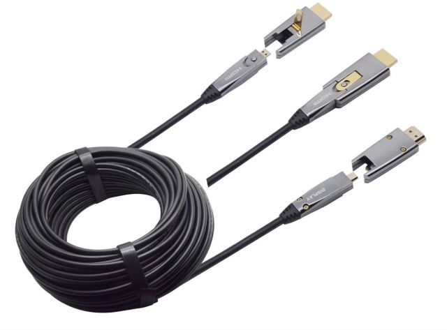 Premium Fiber Optic HDMI 2.0 Cable (AOC) .with Detachable Connector (D to D ) for pipe installation ,10m-100m Long-Distance Performance,  4K@60Hz