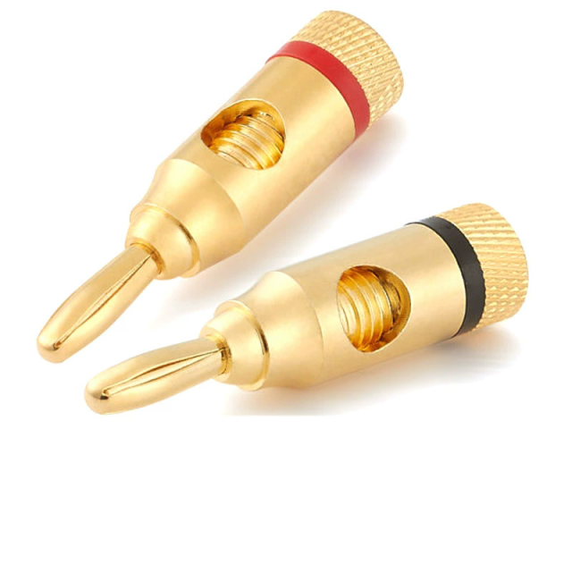 Gold Plated Speaker Banana Plugs, Open Screw Type, for Speaker Wire, Home Theater, Wall Plates - Premium Connectivity for Superior Audio Performance,2 Piece