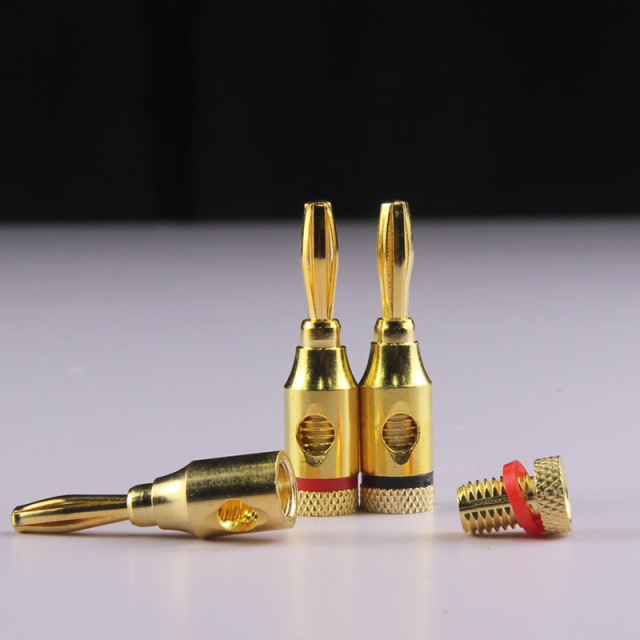 Gold Plated Speaker Banana Plugs, Open Screw Type, for Speaker Wire, Home Theater, Wall Plates - Premium Connectivity for Superior Audio Performance,2 Piece