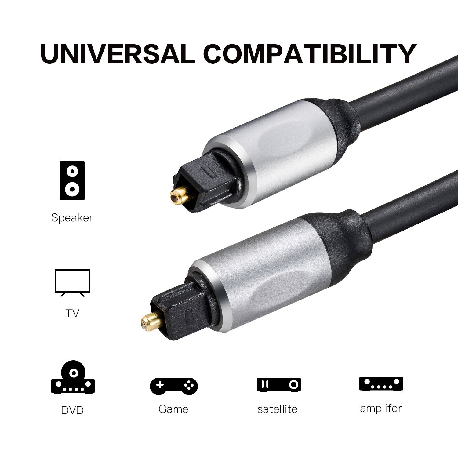 Premium Toslink Digital Optical Audio Cable with Aluminum Shell - High-Speed Lossless Audio for Home Theater, Soundbars & Gaming