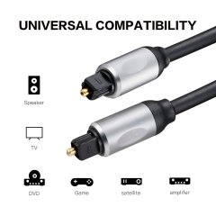 Premium Toslink Digital Optical Audio Cable with Aluminum Shell - High-Speed Lossless Audio for Home Theater, Soundbars & Gaming