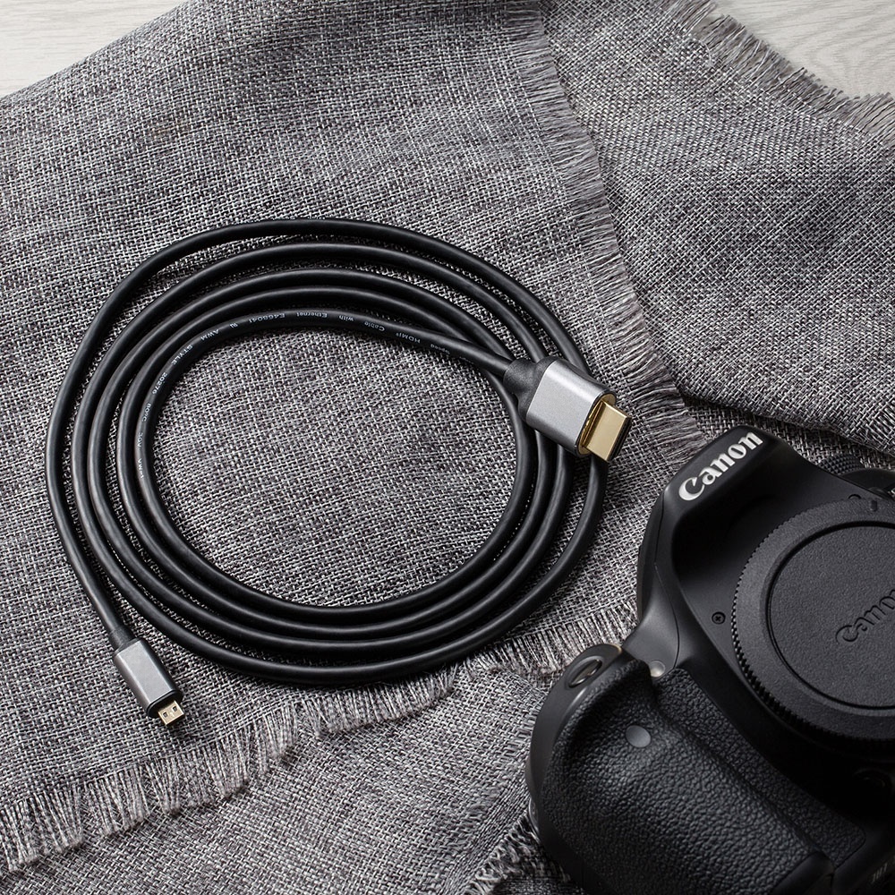 HDMI 2.0 Cable, HDMI to Micro HDMI with Aluminum Shell - Ultra HD 4K@60Hz, 18Gbps Bandwidth, Slim Design (OD4.8mm) for Cameras, Laptops, and Portable Devices