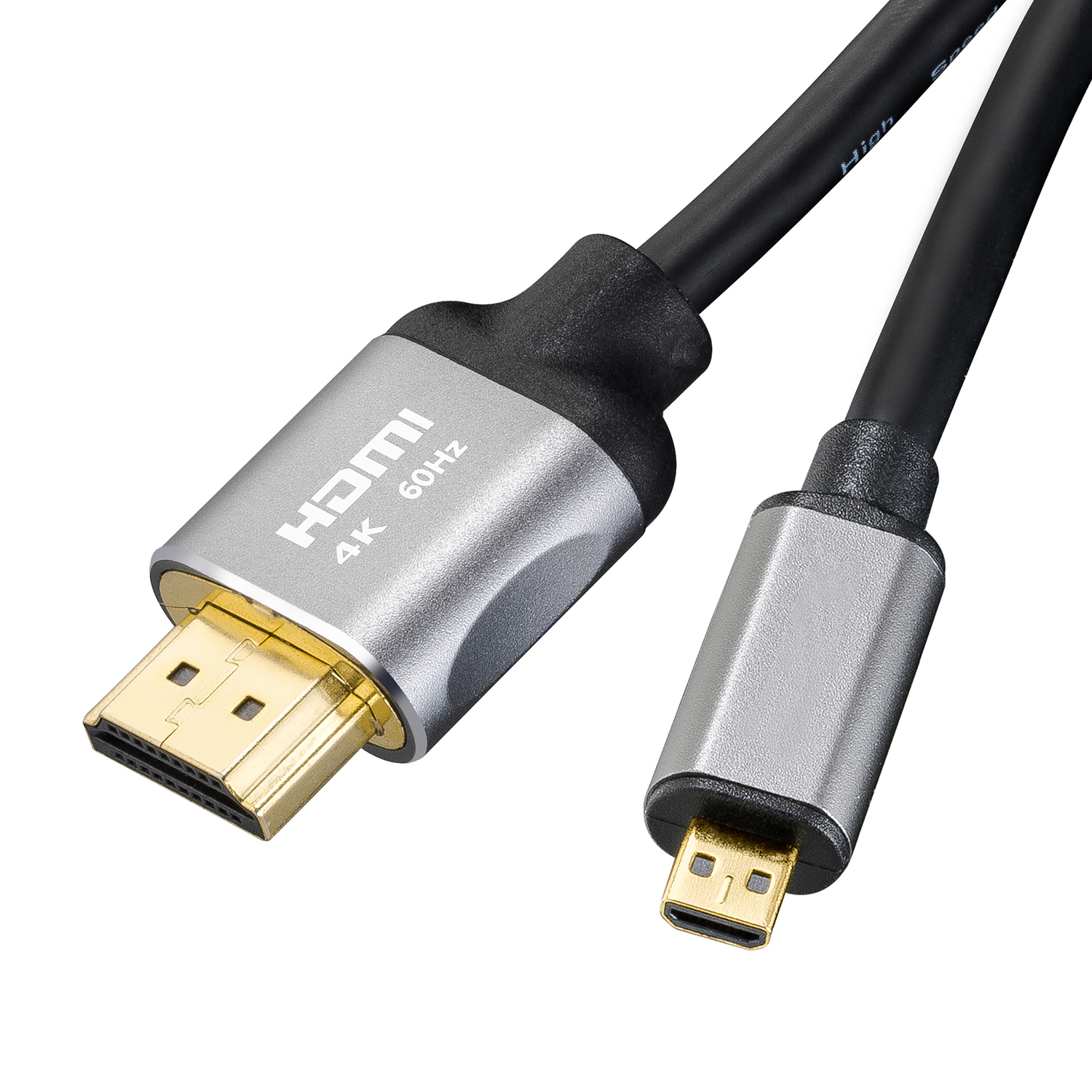 HDMI 2.0 Cable, HDMI to Micro HDMI with Aluminum Shell - Ultra HD 4K@60Hz, 18Gbps Bandwidth, Slim Design (OD4.8mm) for Cameras, Laptops, and Portable Devices
