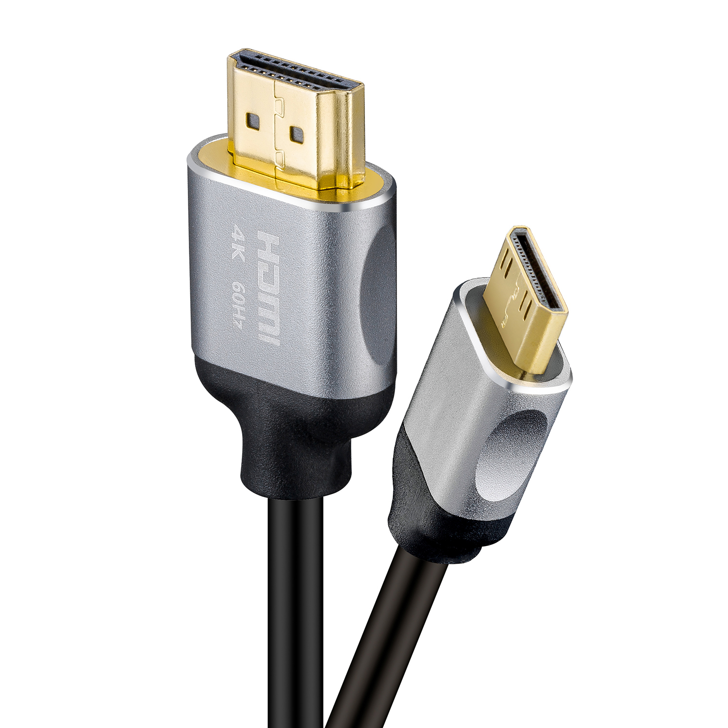 HDMI 2.0 Cable, HDMI to Mini HDMI with Aluminum Shell - Ultra HD 4K@60Hz, 18Gbps Bandwidth, Slim Design (OD4.8mm) for Cameras, Laptops, and Portable Devices