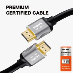 Premium Certified HDMI 2.0 Cable with Aluminum Shell - Ultra HD 4K@60Hz, 18Gbps Bandwidth, High-Density 24K Gold-Plated Plug for Home Theater, Gaming, and Professional AV Systems