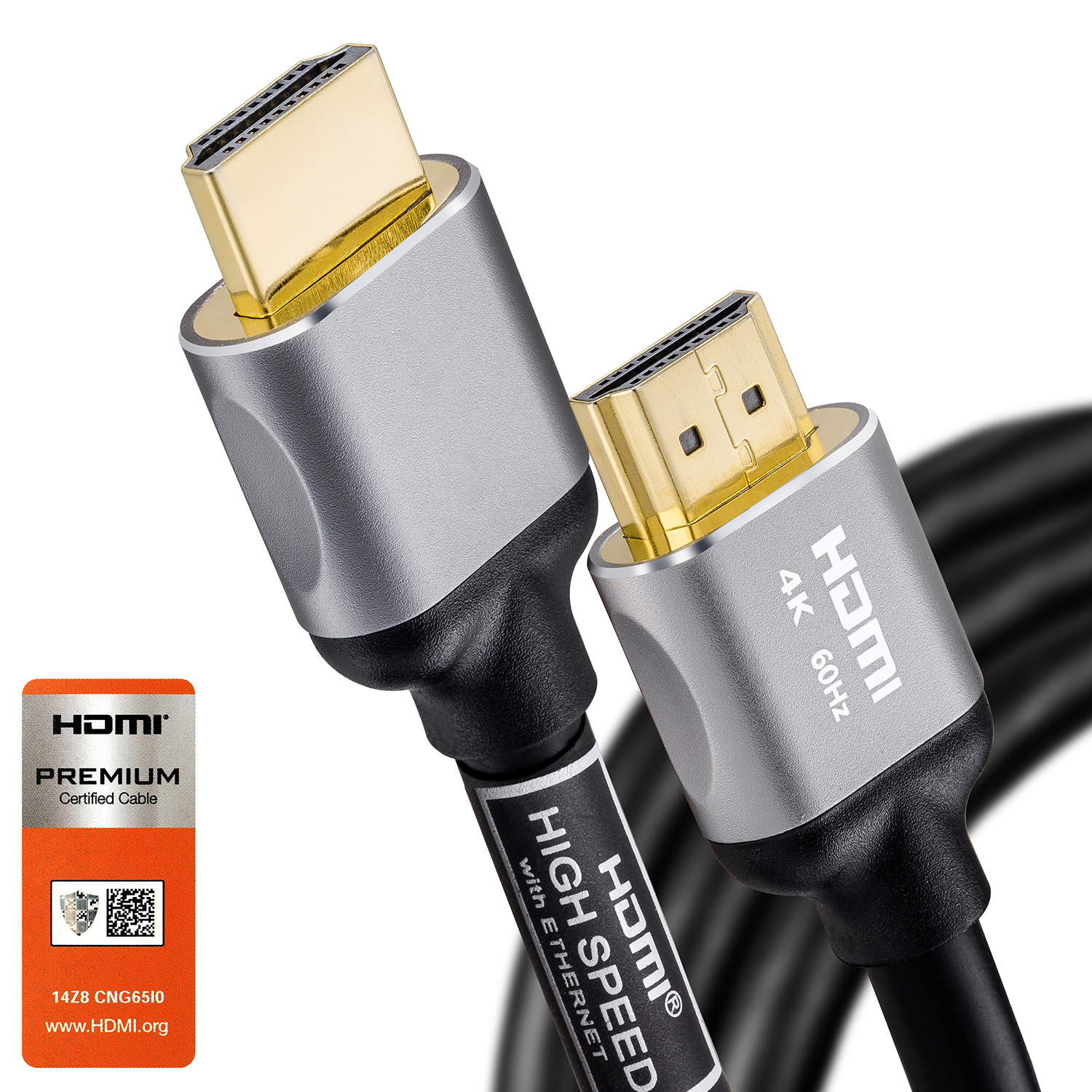 Premium Certified HDMI 2.0 Cable with Aluminum Shell - Ultra HD 4K@60Hz, 18Gbps Bandwidth, High-Density 24K Gold-Plated Plug for Home Theater, Gaming, and Professional AV Systems