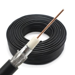 RG59 20AWG Coaxial Cable, Double Shielded, 75 OHM, Black, Spool - High-Performance Cable for CCTV, Satellite, and Broadband Applications