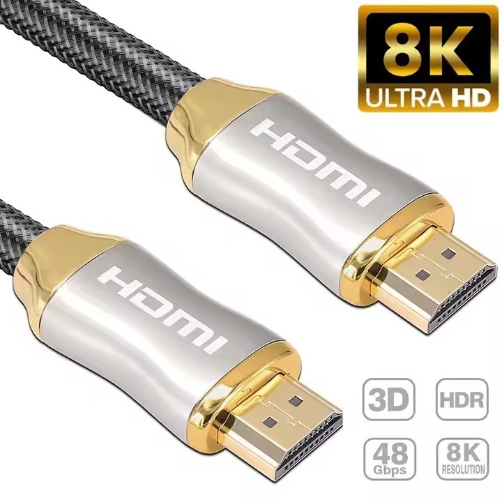 Certified HDMI 2.1 Cable with Zinc Alloy Connector & Nylon Sleeve - Ultra HD 8K@60Hz, 4K@120Hz, 48Gbps Bandwidth for Home Theater, Gaming, and Professional AV Systems