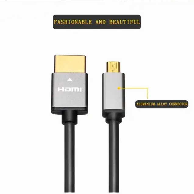 Ultra Slim HDMI 2.0 Cable HDMI to Micro HDMI (A to D) with Aluminum Shell - Lightweight, Durable, and High-Performance for 4K@60Hz, 18Gbps Bandwidth