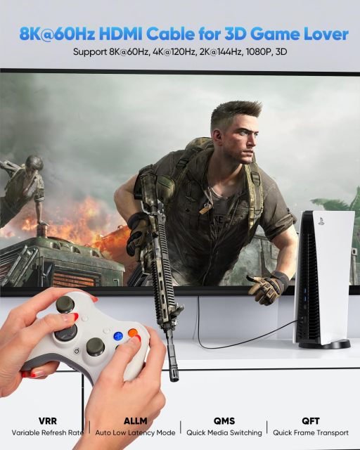 Ultra Slim Certified HDMI 2.1 Cable with Aluminum Shell - Lightweight, Durable, and High-Performance for 8K@60Hz, 4K@120Hz, 48Gbps Bandwidth