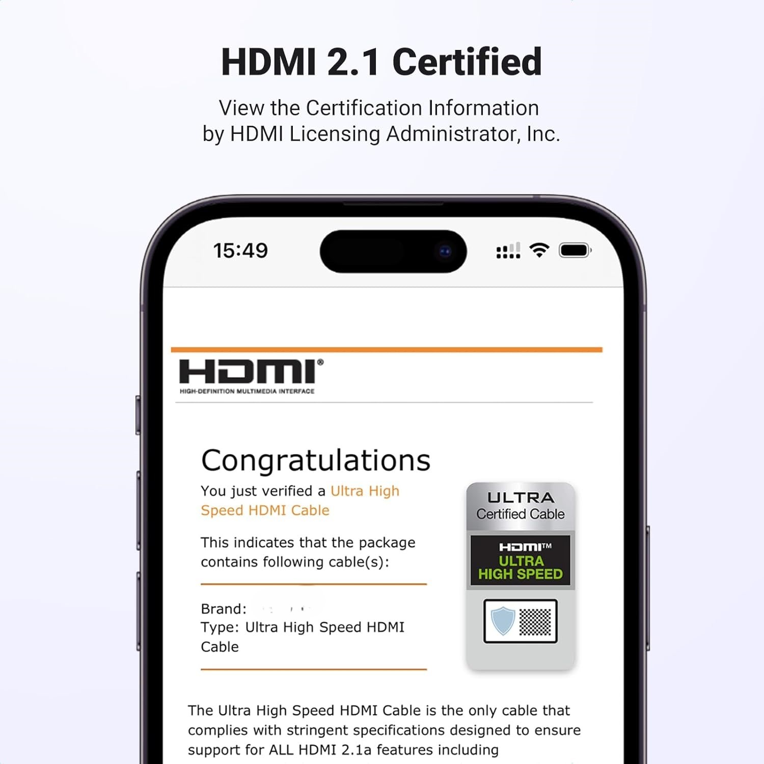 Ultra Slim Certified HDMI 2.1 Cable with Aluminum Shell - Lightweight, Durable, and High-Performance for 8K@60Hz, 4K@120Hz, 48Gbps Bandwidth