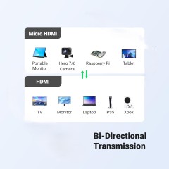 Ultra Slim Certified HDMI 2.1 Cable HDMI to Micro HDMI (A to D) - Lightweight, Flexible, and High-Performance for 8K@60Hz, 4K@120Hz, 48Gbps Bandwidth