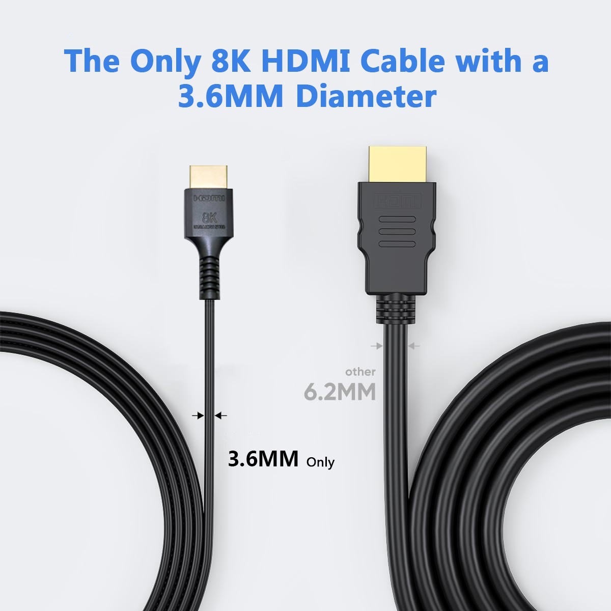Ultra Slim Certified HDMI 2.1 Cable HDMI to Micro HDMI (A to D) - Lightweight, Flexible, and High-Performance for 8K@60Hz, 4K@120Hz, 48Gbps Bandwidth