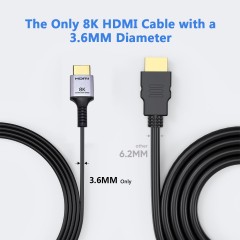 Ultra Slim Certified HDMI 2.1 Cable with Aluminum Shell - Lightweight, Durable, and High-Performance for 8K@60Hz, 4K@120Hz, 48Gbps Bandwidth