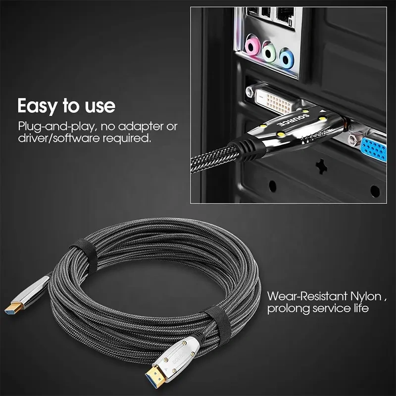 Premium Fiber Optic HDMI 2.1 Cable (AOC) for 10m-100m Long-Distance Performance, 8K@60Hz, 4K@120Hz, Ultra High-Speed for Gaming & Home Theater