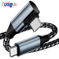 USB-IF Certified High end USB4.0 Cable with Right Angle 90 Degree Connector – 40Gbps High-Speed Data Transfer, 240W Power Delivery, 8K @60Hz Video Output, Coaxial Cable, Cypress CPD2103 E-Marker