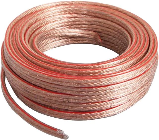 Premium Performance Hifi Speaker Wire Cable, Bare Copper Conductor, CL2 Rated, Clear PVC, for Home Theater, HiFi, Surround or Auto Amps