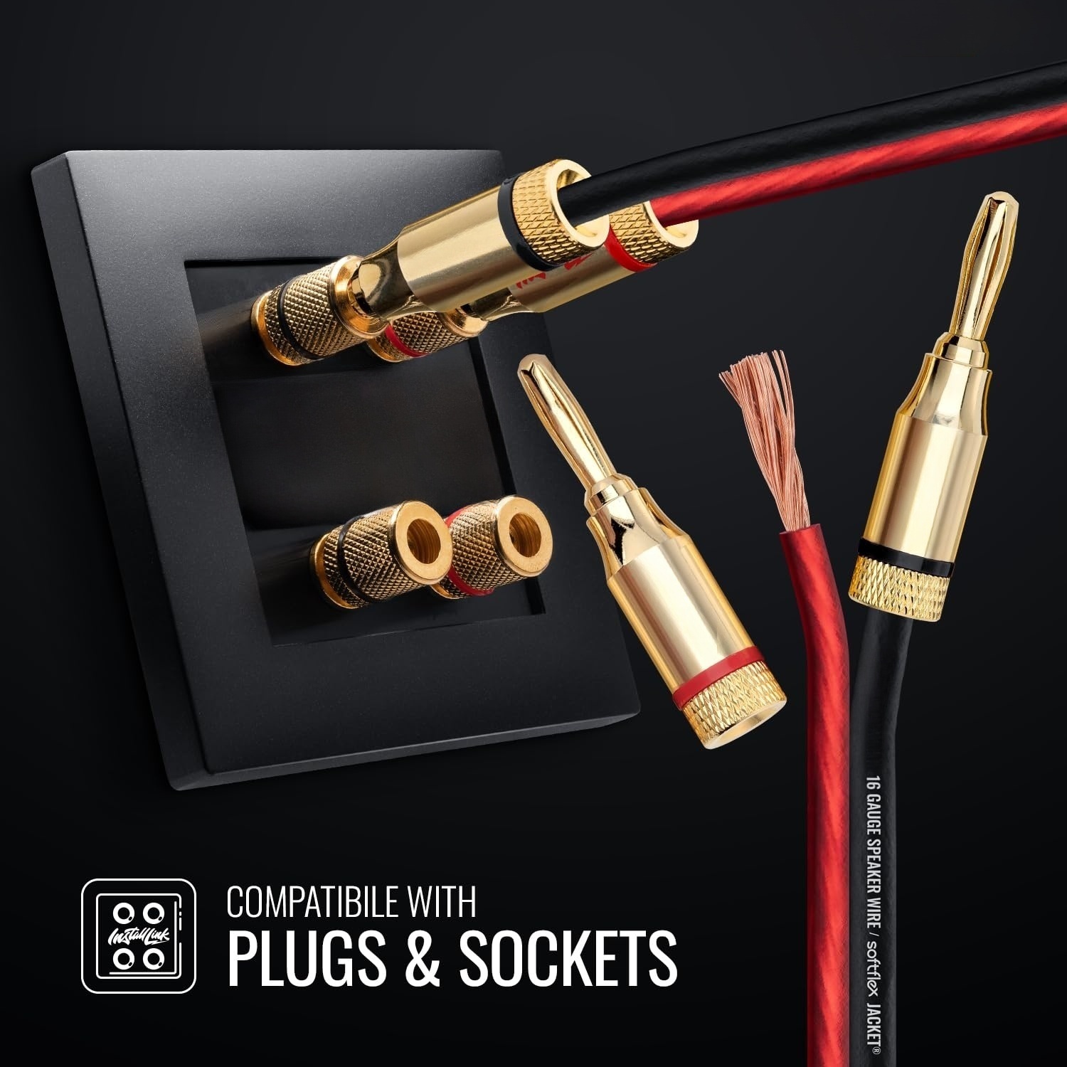 Premium Performance HiFi Speaker Wire Cable, Bare Copper Conductor, Red/Black PVC Jacket, for Home Theater, HiFi, Surround or Auto Amps