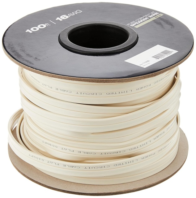 Premium Performance  HiFi Speaker Wire Cable, Bare Copper Conductor, Flat Design, CL2 Rated PVC, White - Audio Cable for Home Theater, HiFi, and Surround Sound Systems