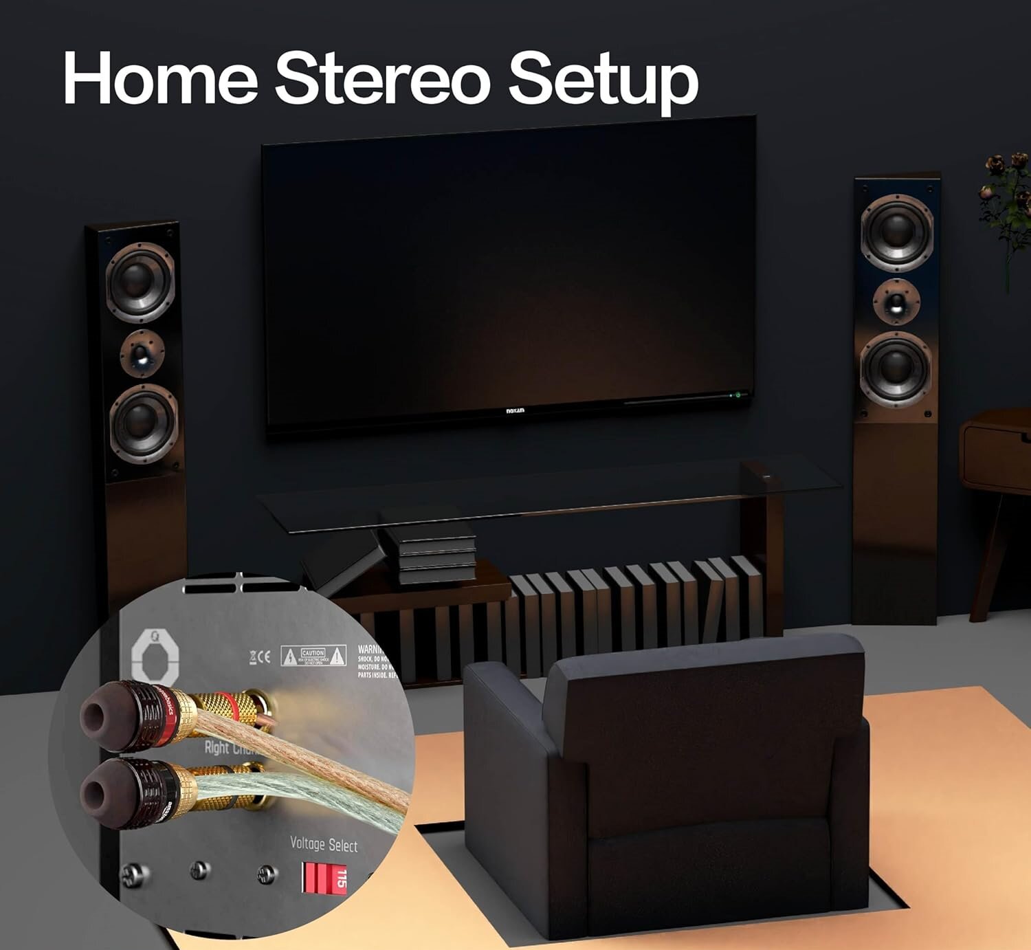 Premium Performance HiFi Speaker Wire Cable, BC and TC Conductor, CL2 Rated, Clear PVC, Audio Cable for Home Theater, HiFi, and Surround Sound Systems
