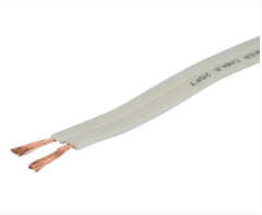 Premium Performance  HiFi Speaker Wire Cable, Bare Copper Conductor, Flat Design, CL2 Rated PVC, White - Audio Cable for Home Theater, HiFi, and Surround Sound Systems