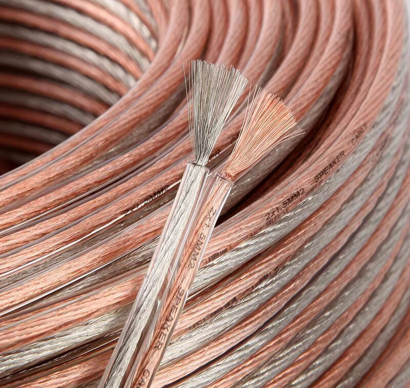 Premium Performance HiFi Speaker Wire Cable, BC and TC Conductor, CL2 Rated, Clear PVC, Audio Cable for Home Theater, HiFi, and Surround Sound Systems