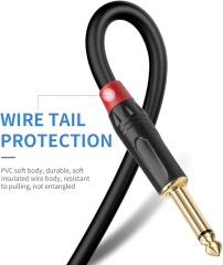 Middle end 1/4" TS to 1/8" TRS Cable – 24AWG OFC Conductor & Double Shielding for Mono to Stereo Audio Conversion, Ideal for Instruments, Mixers, and Audio Interfaces
