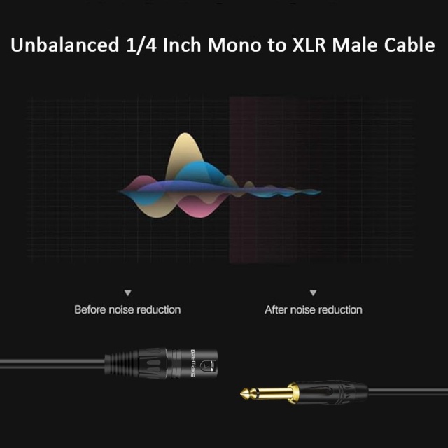 Middle end 1/4" TS to XLR Male Microphone Cable – 24AWG OFC Conductor & Double Shielding for Studio & Live Audio