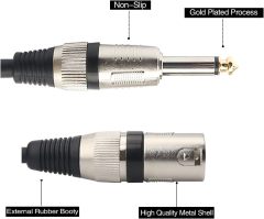 Entry Level 1/4" TS to XLR Male Microphone Cable – 26AWG OFC Conductor & Double Shielding for Studio & Live Audio