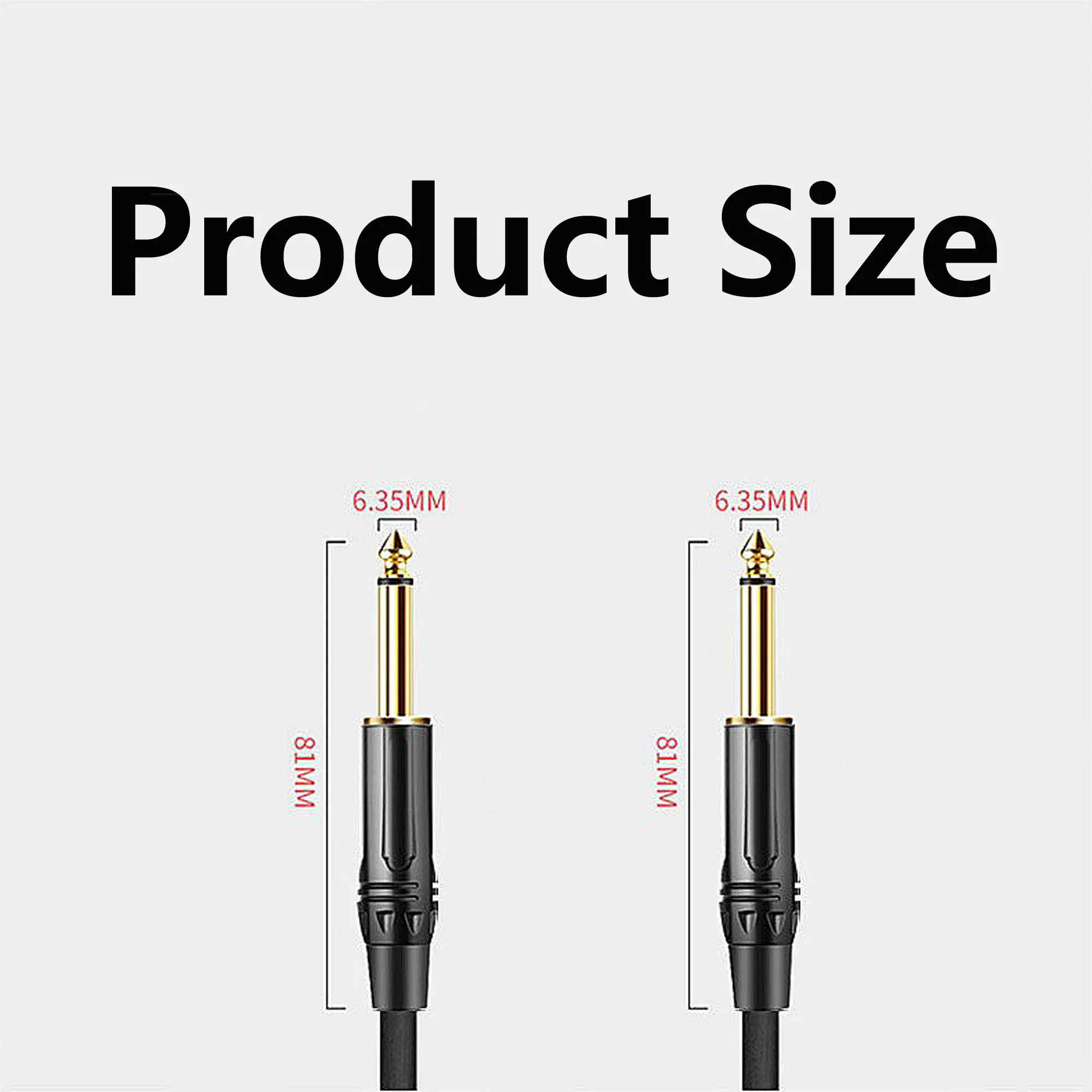 Middle end  1/4" TS to 1/4" TS Instrument Cable - 24AWG OFC Conductor & Double Shielding for Professional Audio Performance
