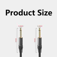 Middle end  1/4" TS to 1/4" TS Instrument Cable - 24AWG OFC Conductor & Double Shielding for Professional Audio Performance